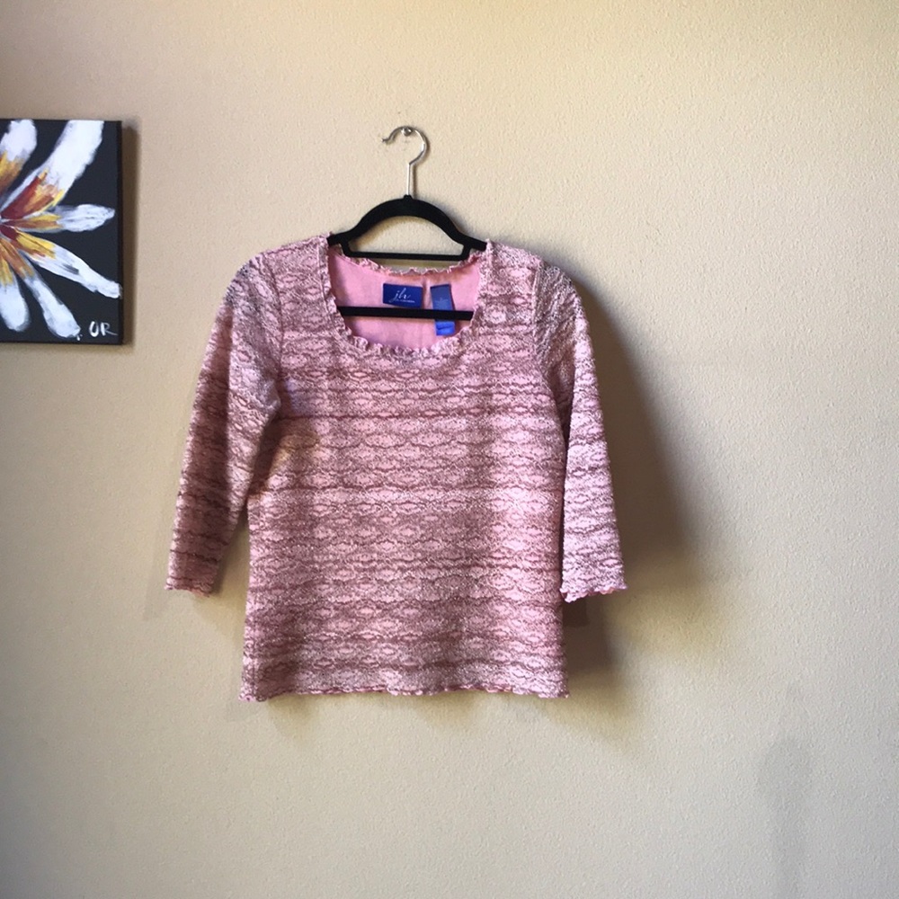 JH Collectibles Vintage peachy pink & champagne top - Picture 7 of 7